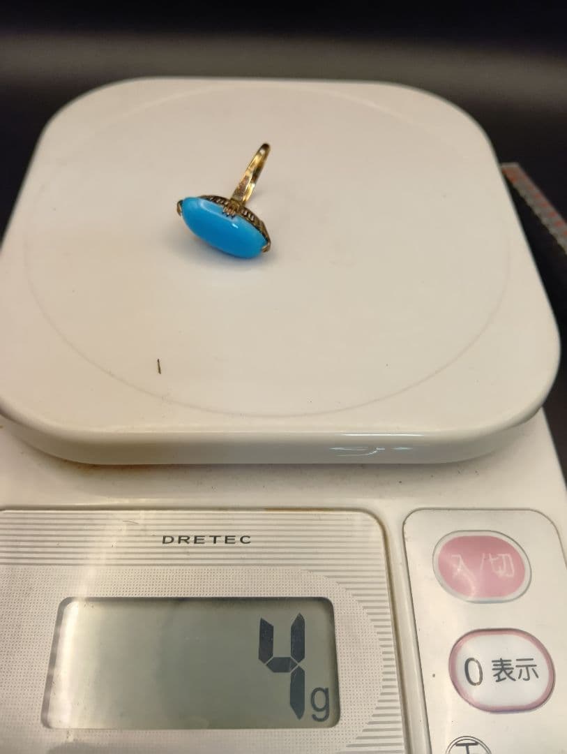 全*売様 K18　金 青いオニキス リング 約11号　約4グラム