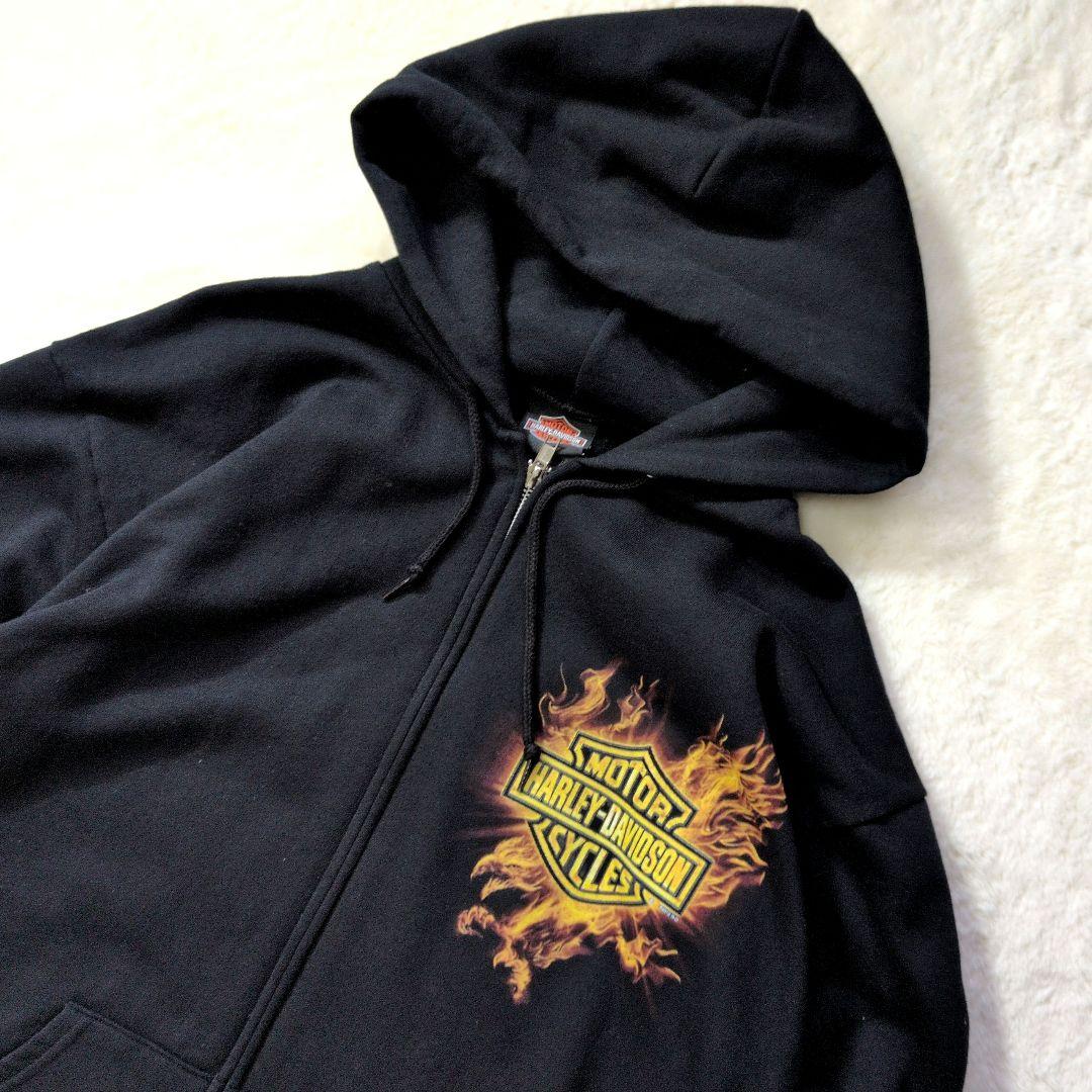 【美品】ハーレーダビッドソン メキシコ製 ジップパーカー フレイム