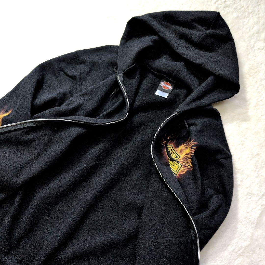 【美品】ハーレーダビッドソン メキシコ製 ジップパーカー フレイム