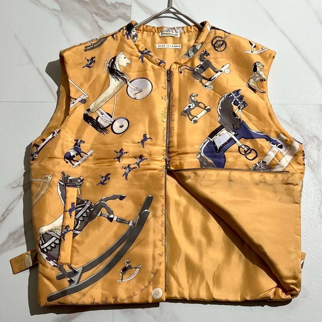 美品 HERMES マルジェラ期 ダウンベスト お馬のお話をして シルク SM