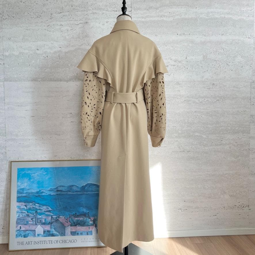 極美品★Chloe★カットワーク刺繍★ケープ★ロング★トレンチコート