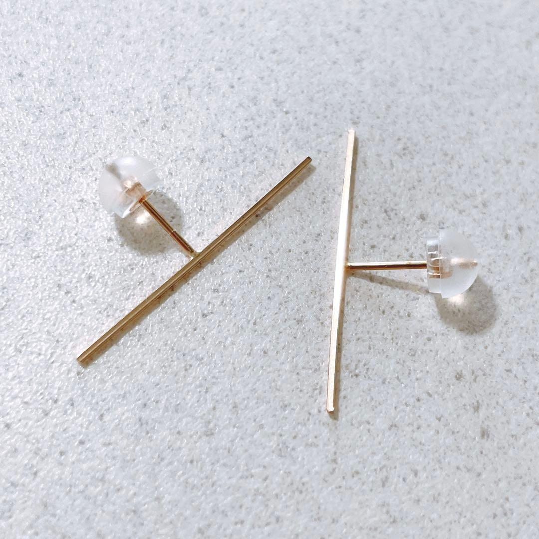 ま*ー様 美品 cuicui K10 ゴールド ラインピアス