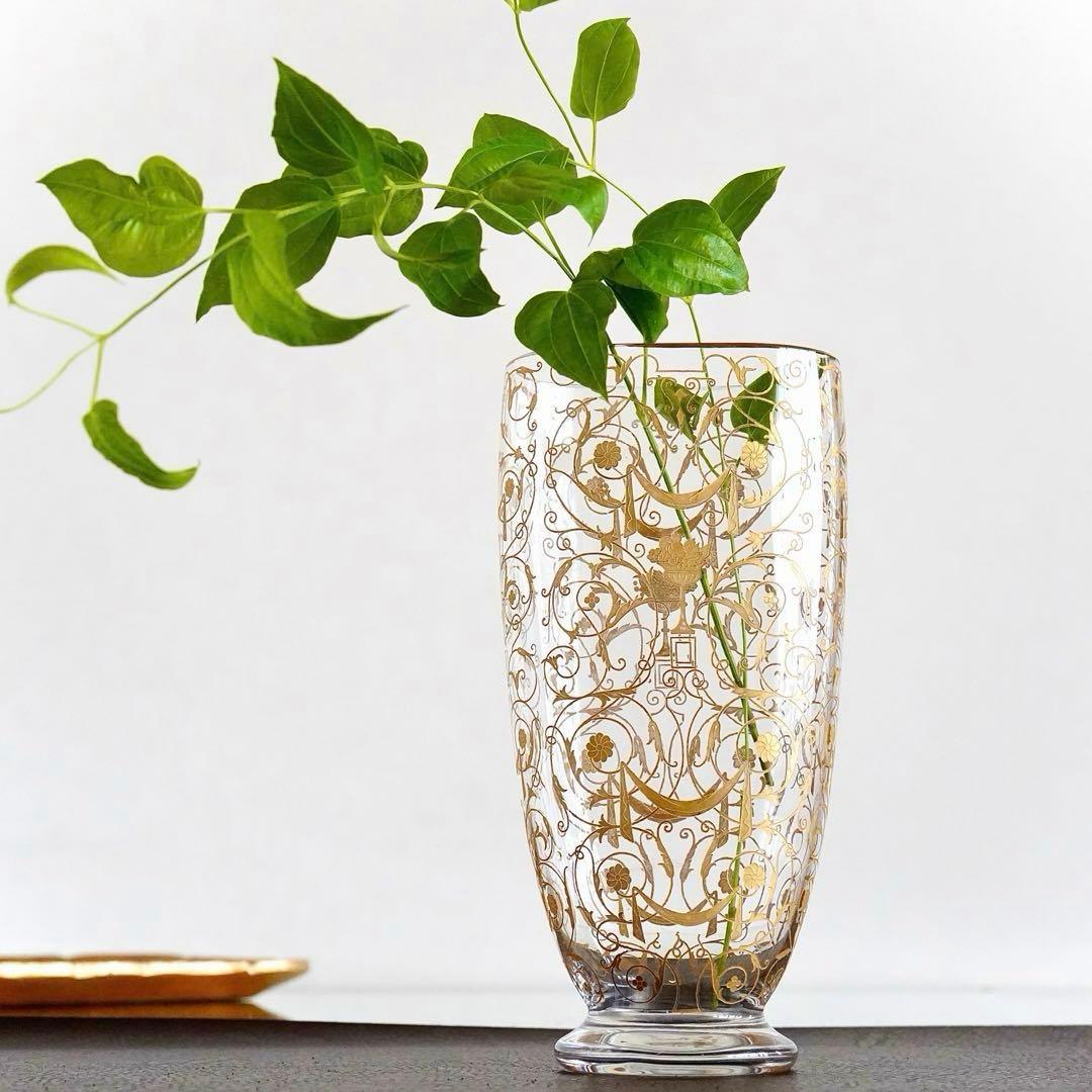 希少★オールドバカラ ミケランジェロ 花瓶 24金彩 BACCARAT刻印★美品