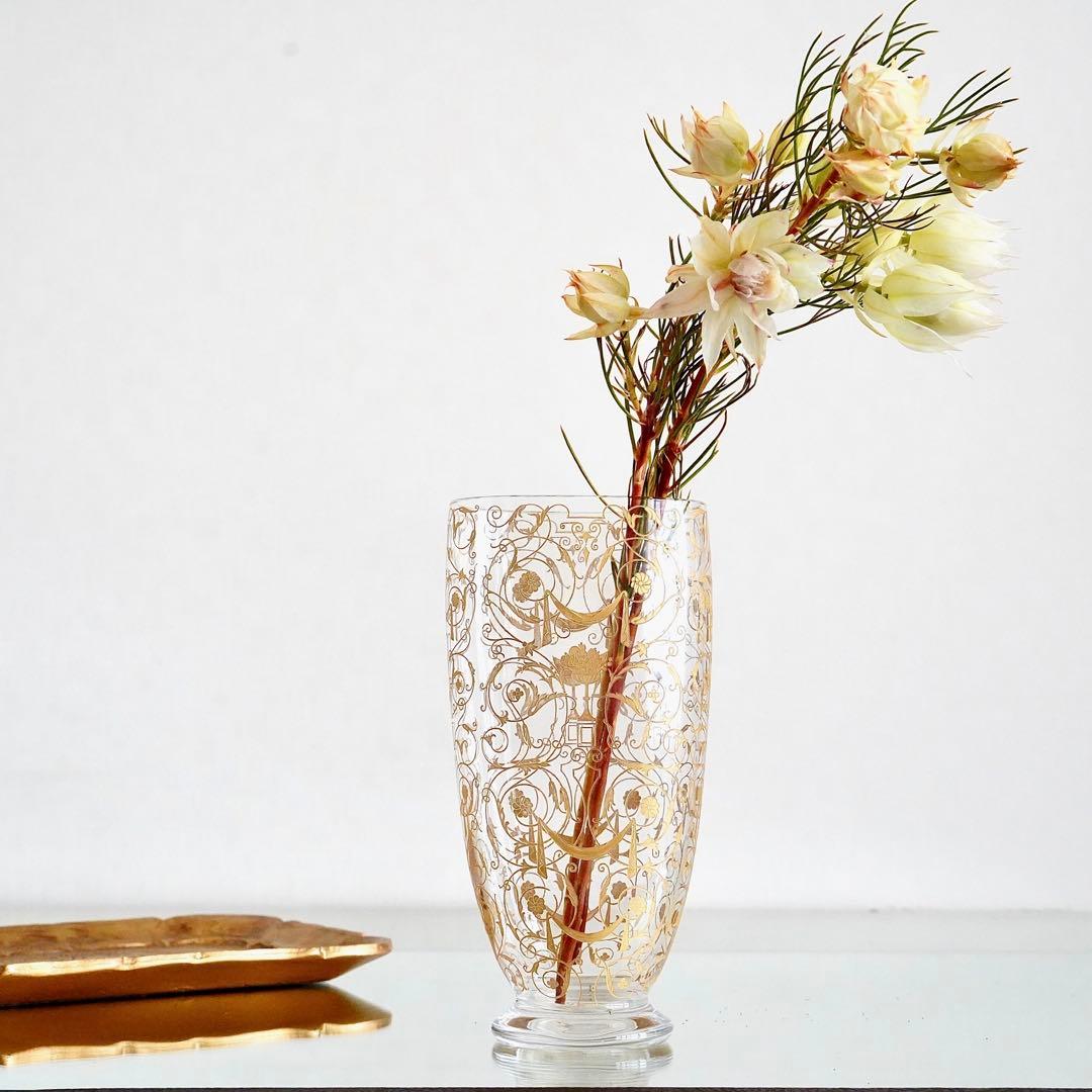 希少★オールドバカラ ミケランジェロ 花瓶 24金彩 BACCARAT刻印★美品