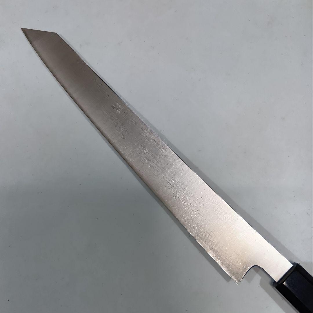 ステン本焼V金10号切付柳刃包丁27cm黒水牛黒檀八角柄