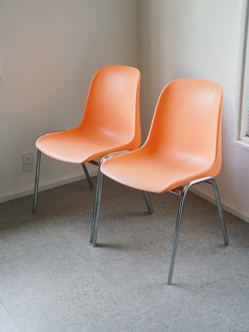 MOD ELENA スタッキングチェア 2脚 オレンジ色 ミッドセンチュリー