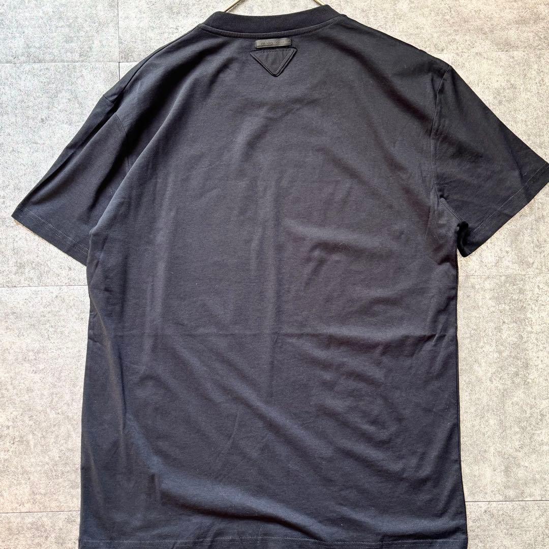 【美品／大きいサイズ】PRADA プラダ Tシャツ 三角ワッペン ブラック 黒