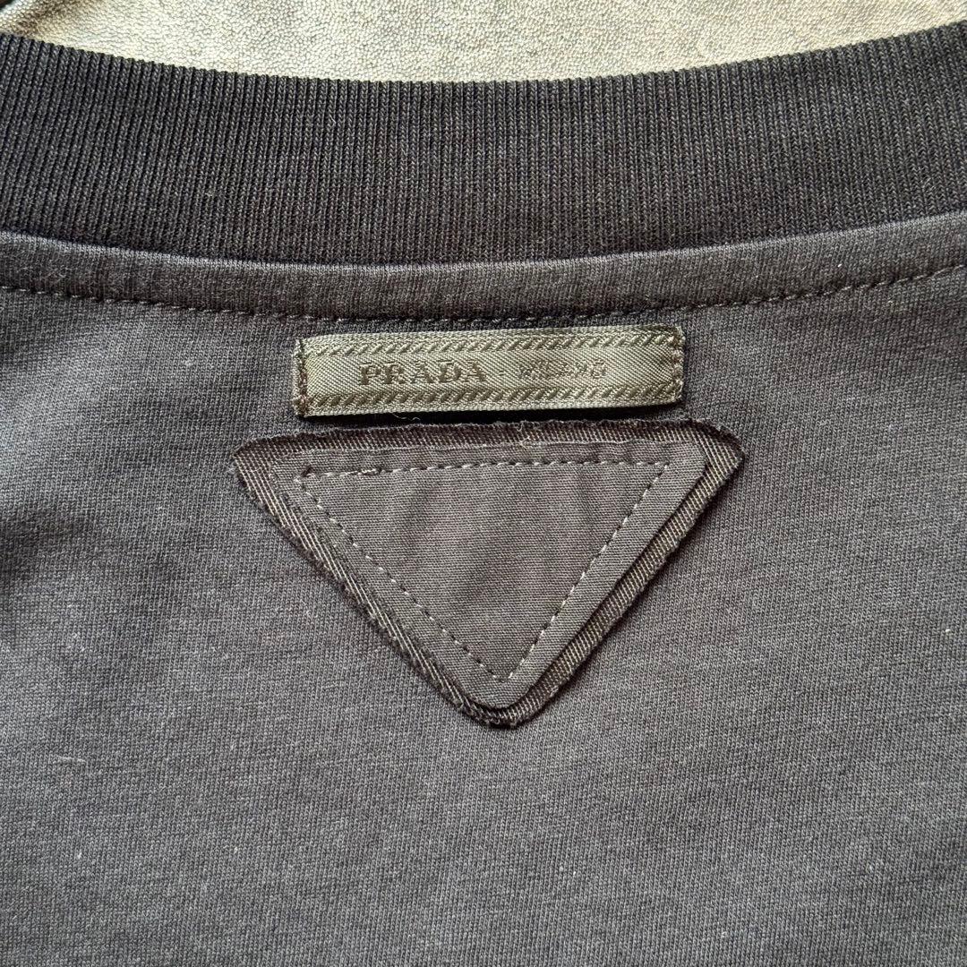 【美品／大きいサイズ】PRADA プラダ Tシャツ 三角ワッペン ブラック 黒