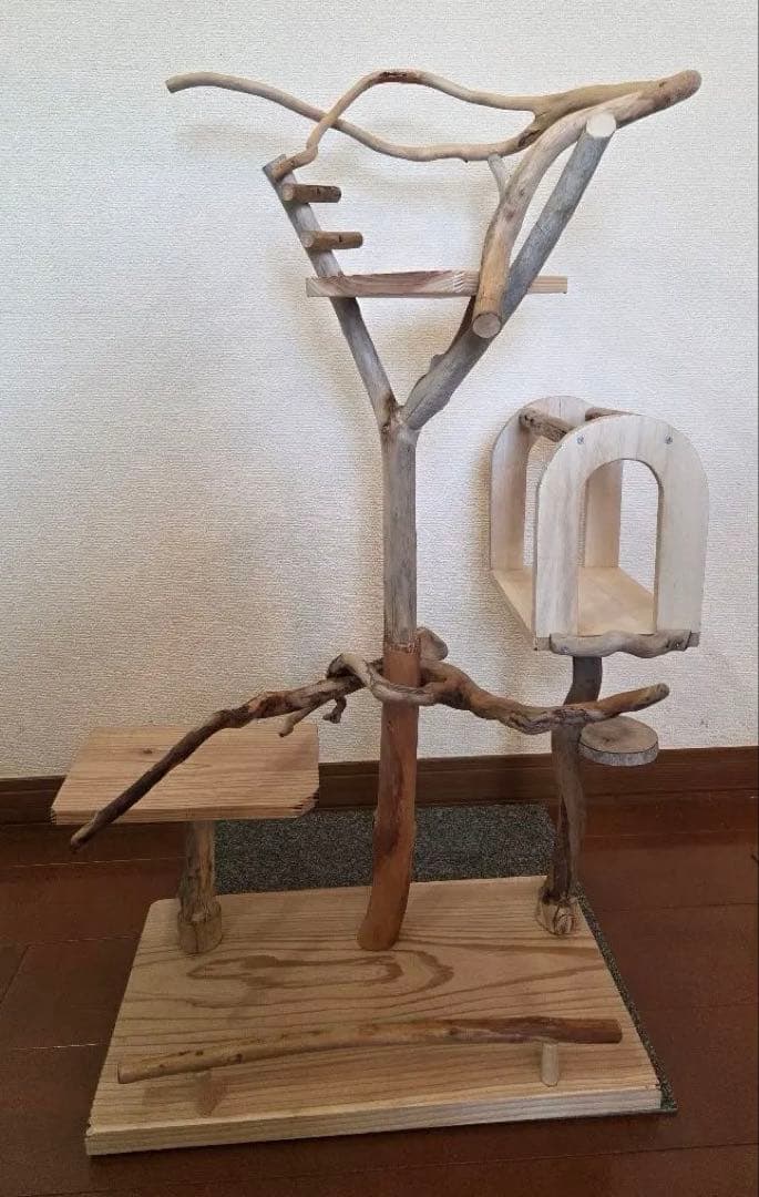 レア枝　バードアスレチック　3way　小型、中型用　流木　ハンドメイド