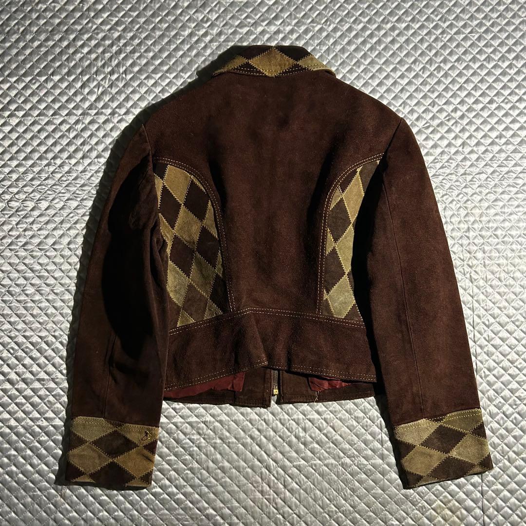 60s~ VINTAGE USA スエードジャケット ハーレクイン ダイヤ 短丈