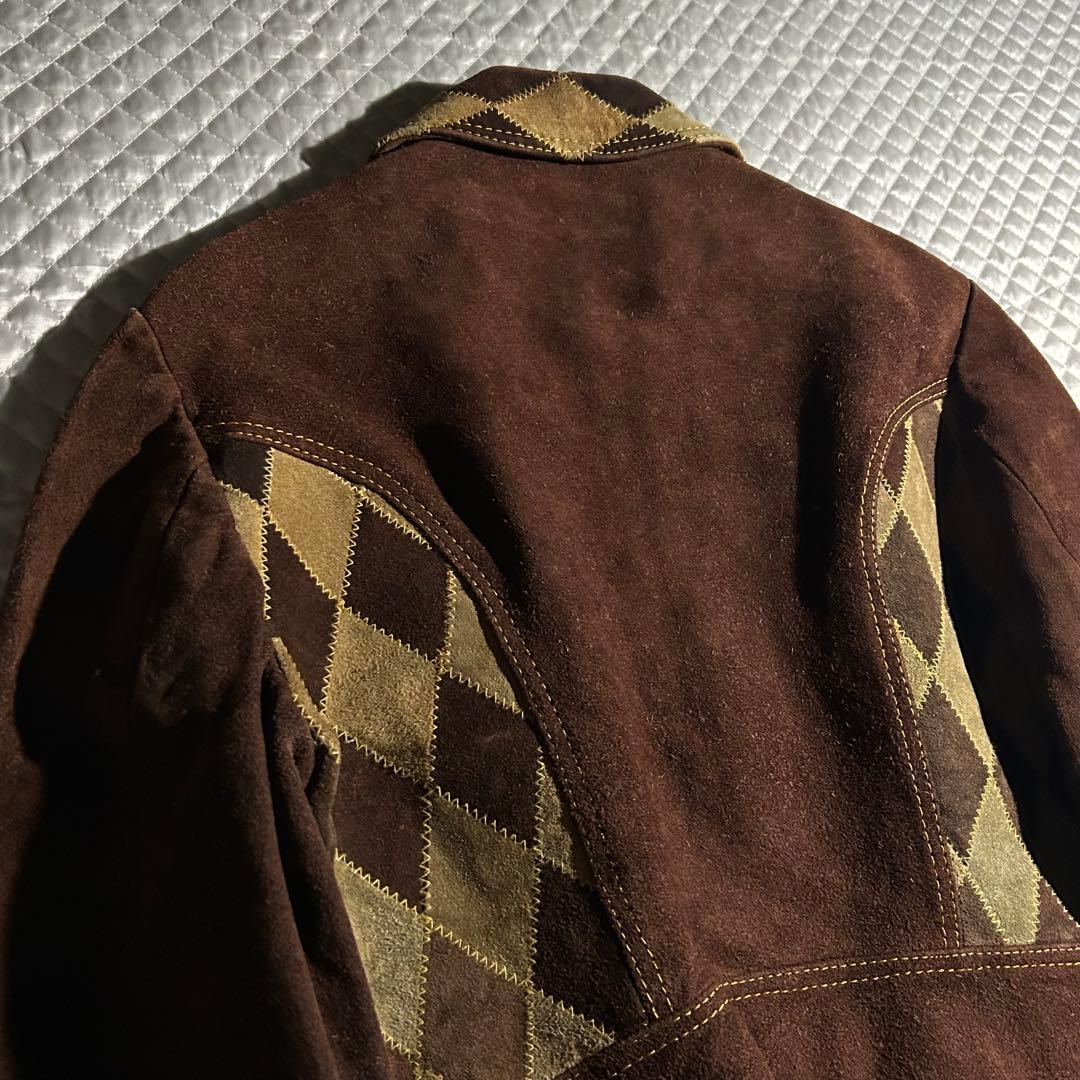60s~ VINTAGE USA スエードジャケット ハーレクイン ダイヤ 短丈