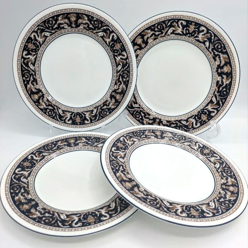 ウェッジウッド　フロレンティーン・コバルト　17.5cmプレート　４枚セット