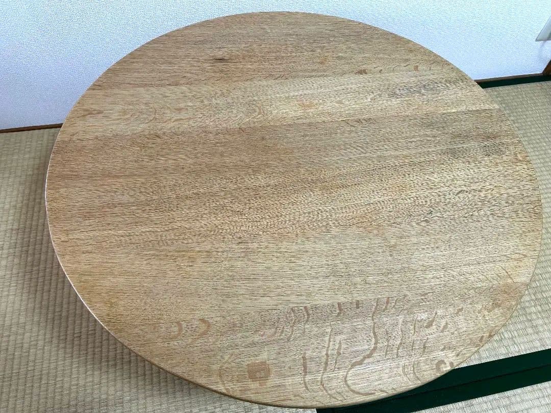 ちゃぶ台　ローテーブル　無垢　ナラ材　木製円形座卓