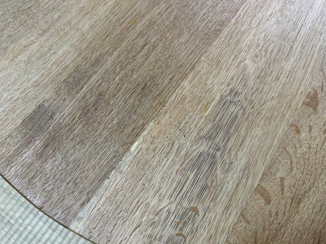 ちゃぶ台　ローテーブル　無垢　ナラ材　木製円形座卓