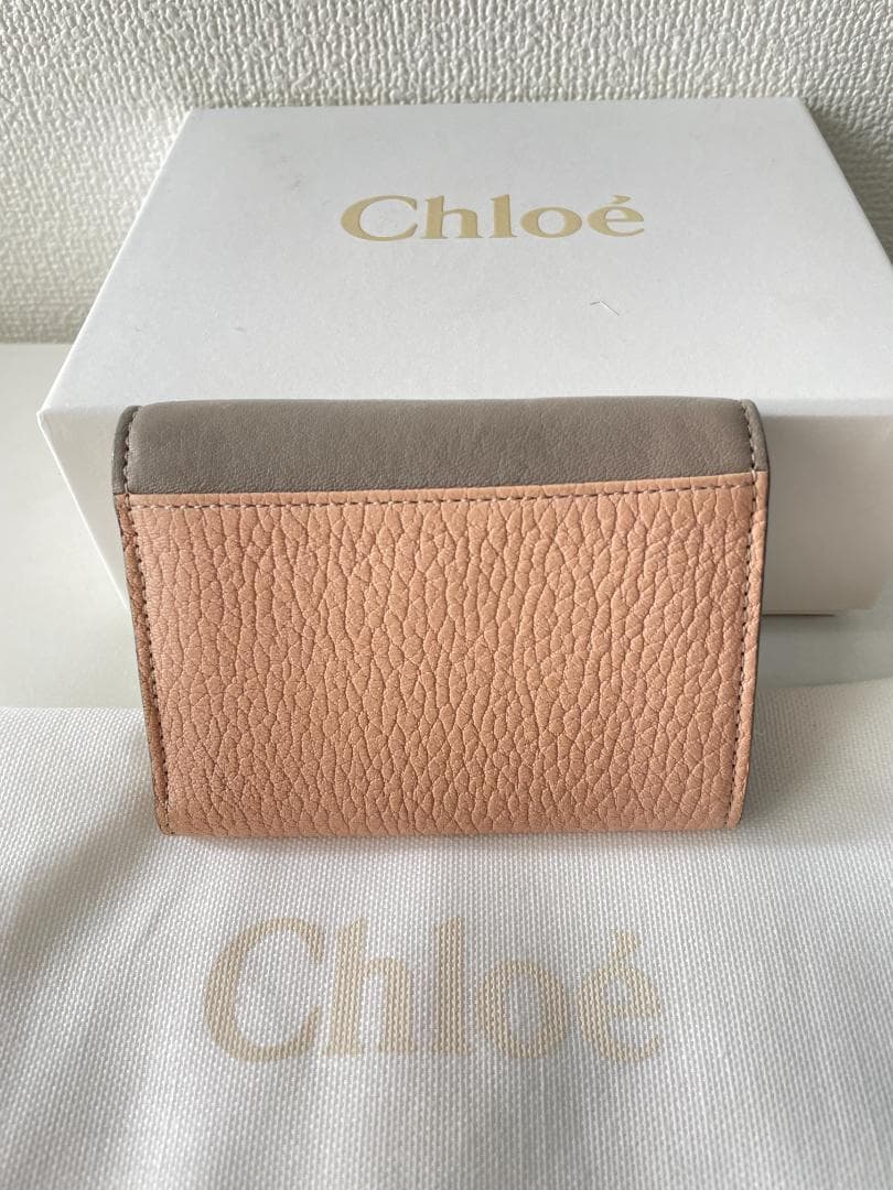 Chloé クロエ 三つ折り財布 グレーとピンク