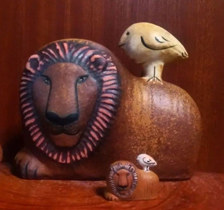 リサラーソン ライオンウイズバード 大小２点セット 北欧 美品