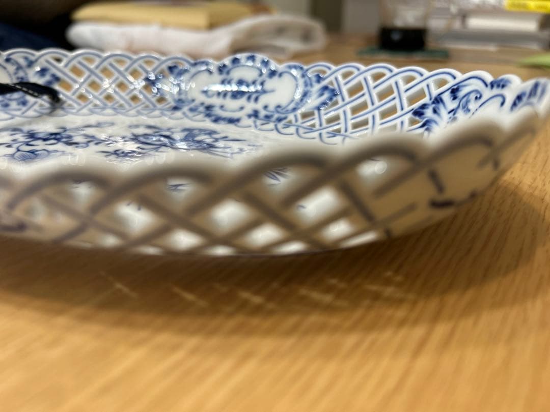 マイセン　Meissen ブルーオニオン 透かし　楕円皿