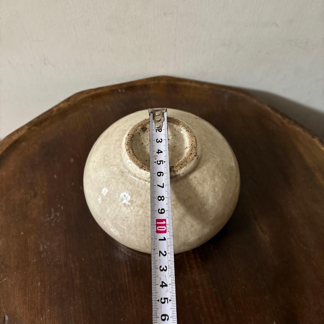 古い丸壷　白釉　塩笥壺　韓国骨董.アンティーク.古民芸.検:立原正秋.白磁.李朝