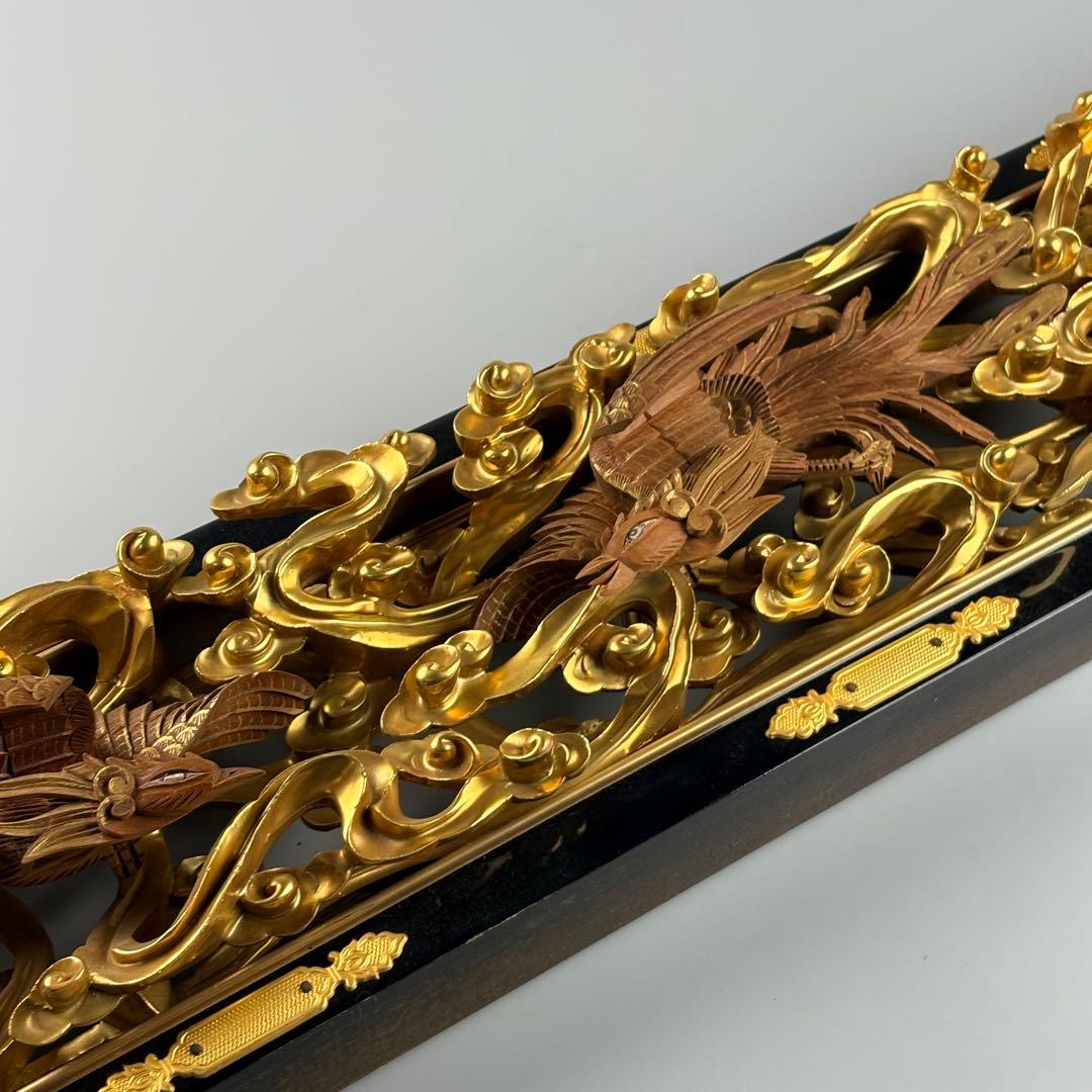 木彫 金彩色 透彫 欄間 細密彫刻