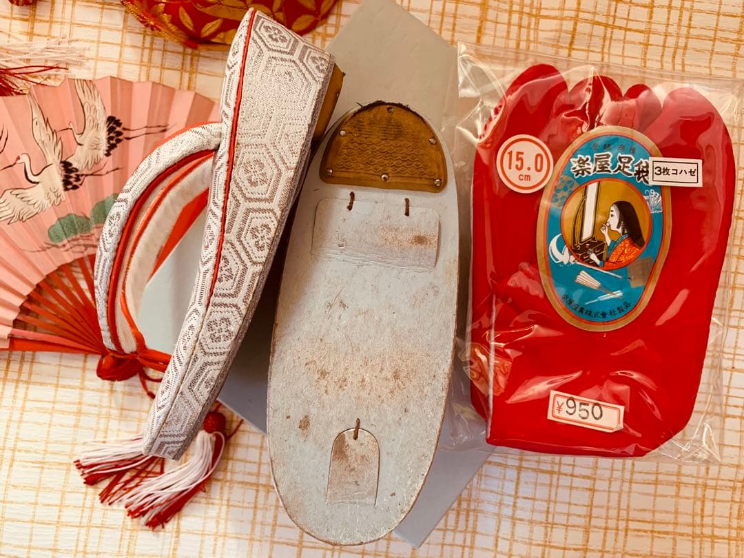 七五三　3歳から5歳の女の子のお支度　お着物は7歳用　はこせこ草履巾着