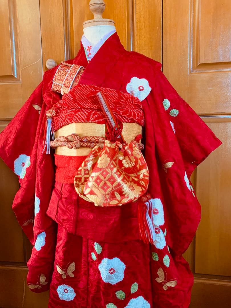 七五三　3歳から5歳の女の子のお支度　お着物は7歳用　はこせこ草履巾着