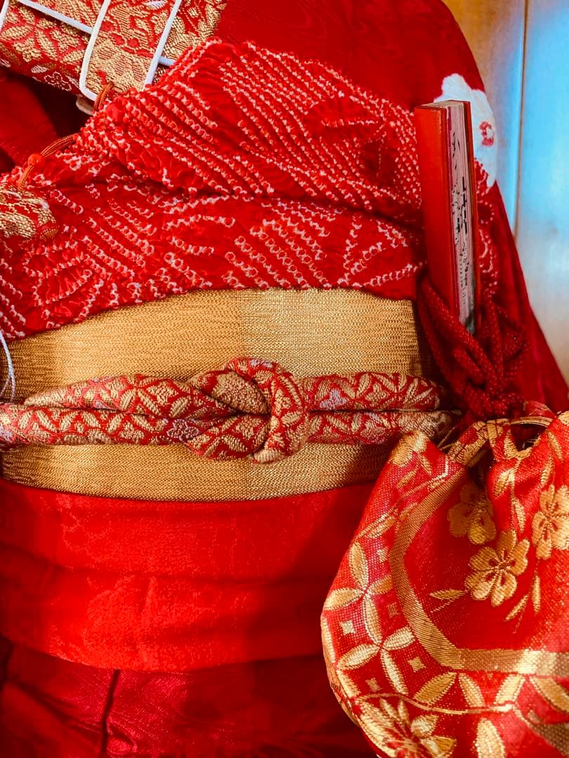 七五三　3歳から5歳の女の子のお支度　お着物は7歳用　はこせこ草履巾着