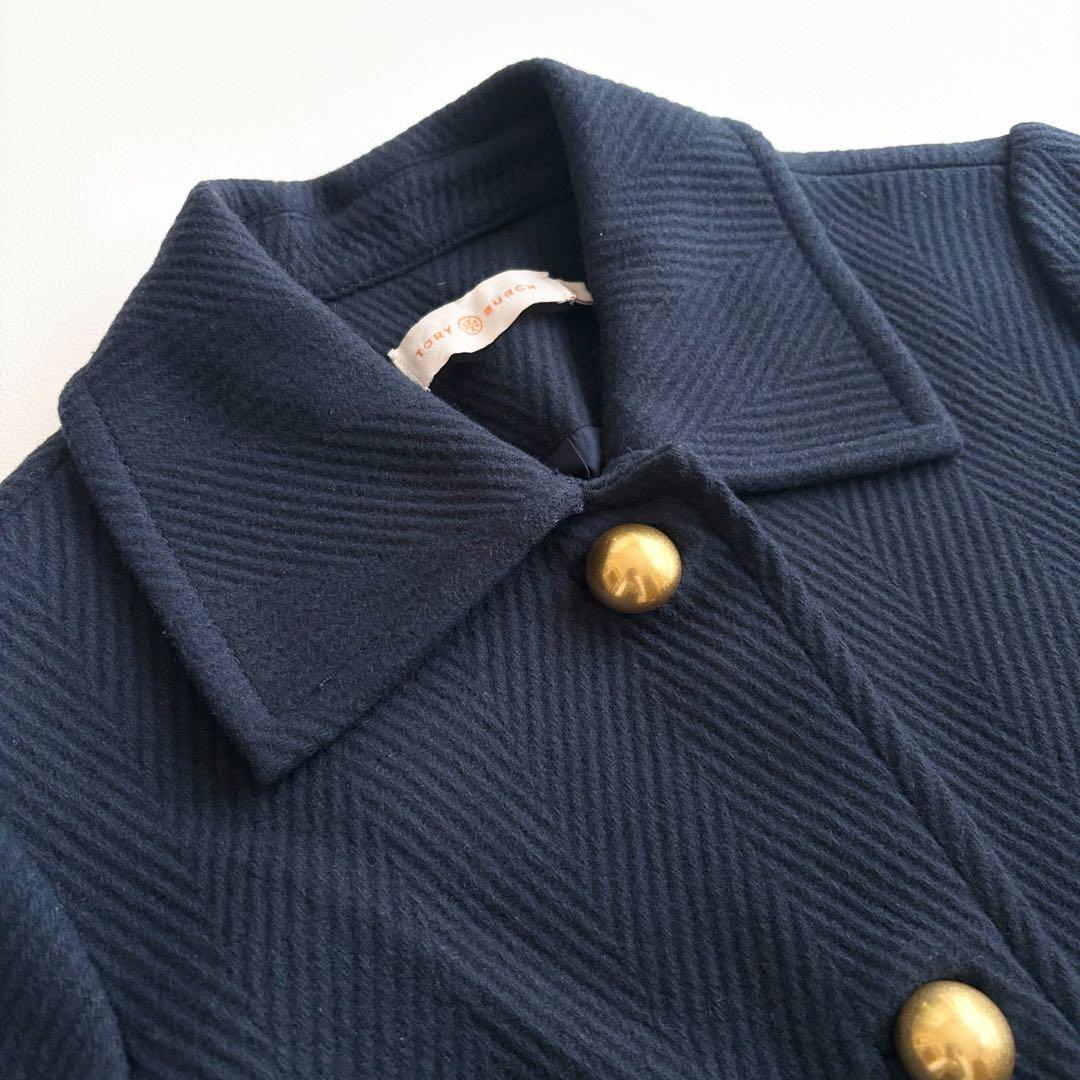 美品✨トリーバーチ ウールコート ネイビー 金ボタン ロング丈