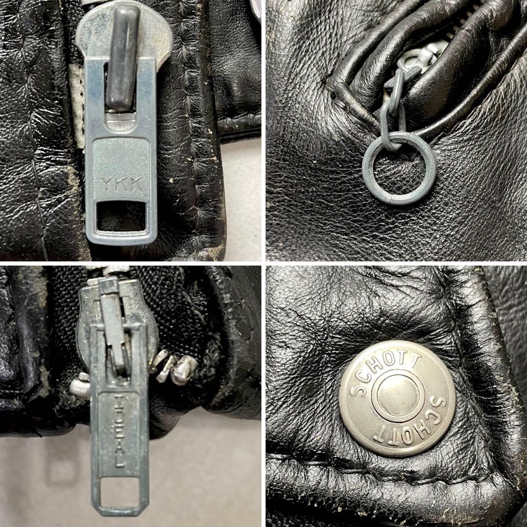 希少44サイズ SCHOTT ショット ダブルライダース 黒 2XL