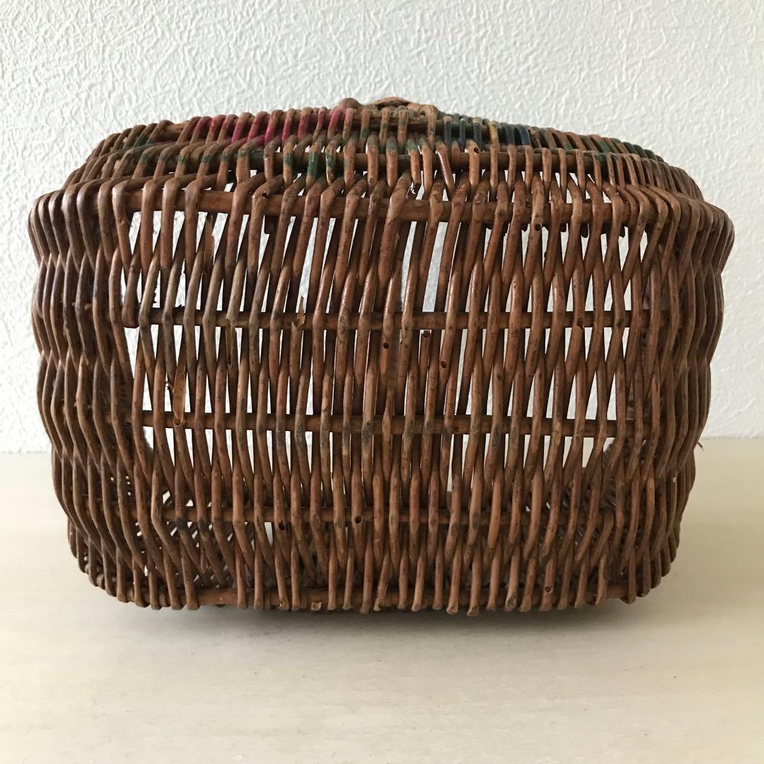 フランスアンティーク ローズパニエ　ミニ バスケット 藤カゴ