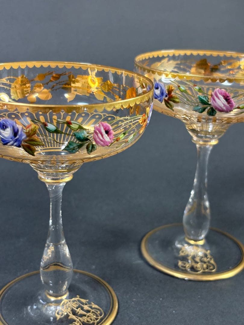 ボヘミアシャンパングラス2客美品