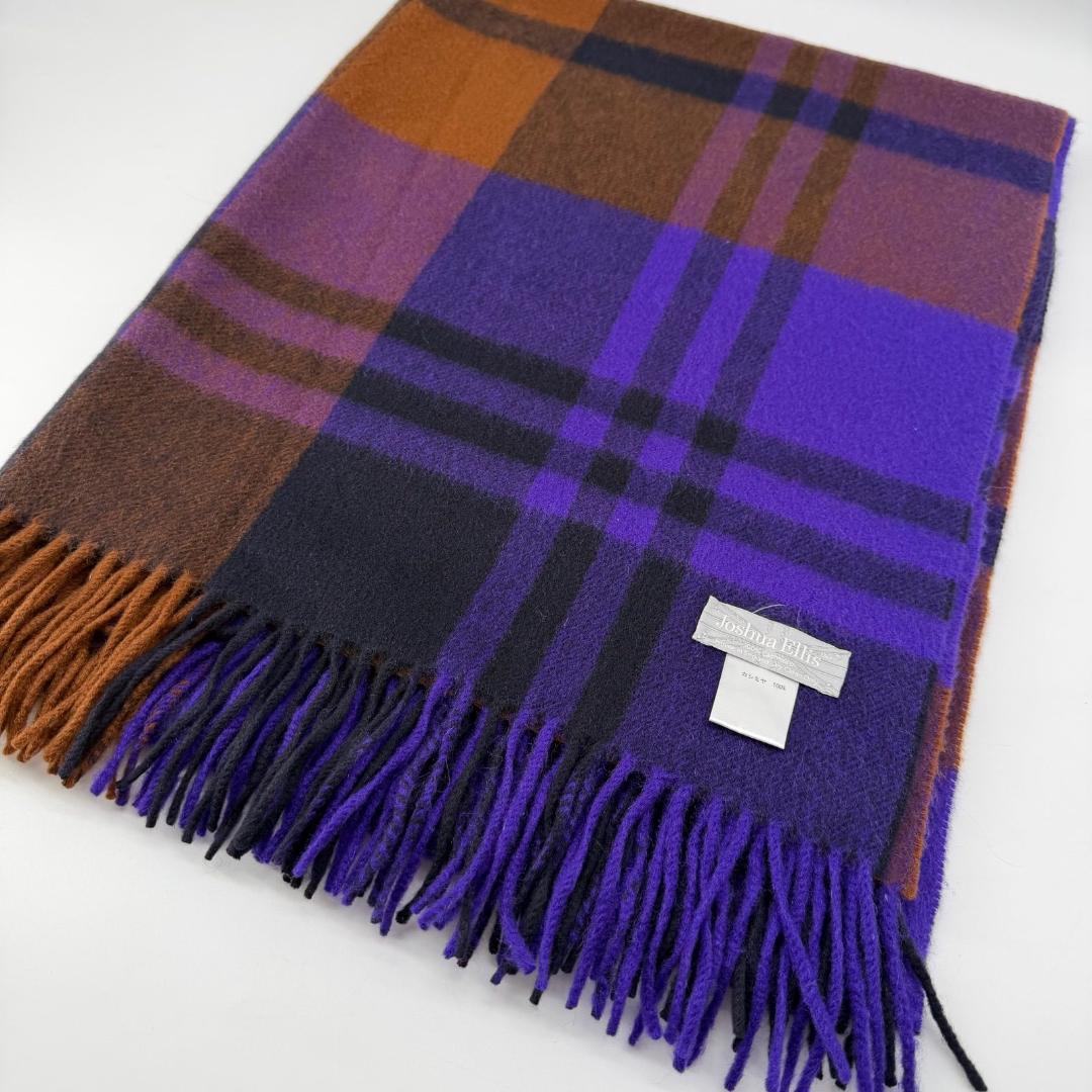 17079✨希少色✨ジョシュアエリス カシミヤ100% 大判ストール パープル