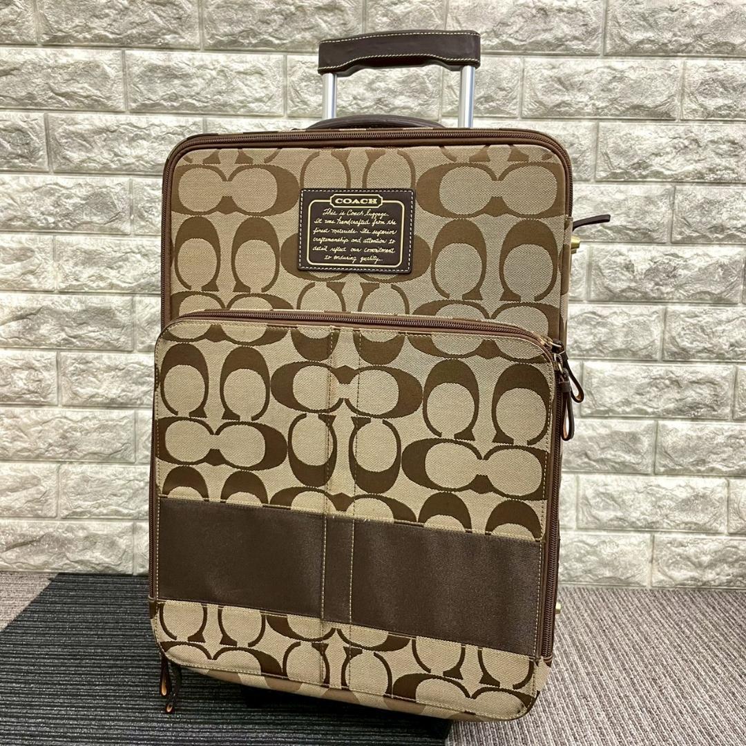 美品　COACH　コーチ　77020　シグネチャー　キャリーケース　二輪