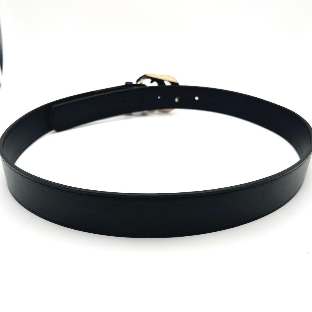 極美品✨GUCCI ベルト 黒 マーモント ゴールド金具 ダブルG GG