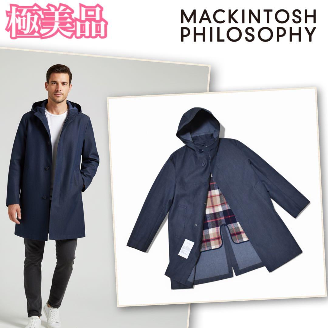 極美品✨ マッキントッシュ　ステンカラーコート　ライナー　フード　デニム調　40