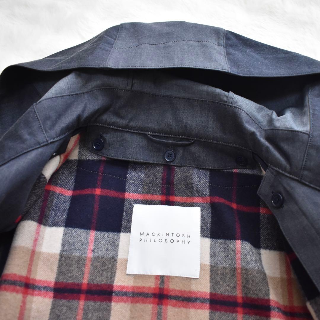 極美品✨ マッキントッシュ　ステンカラーコート　ライナー　フード　デニム調　40
