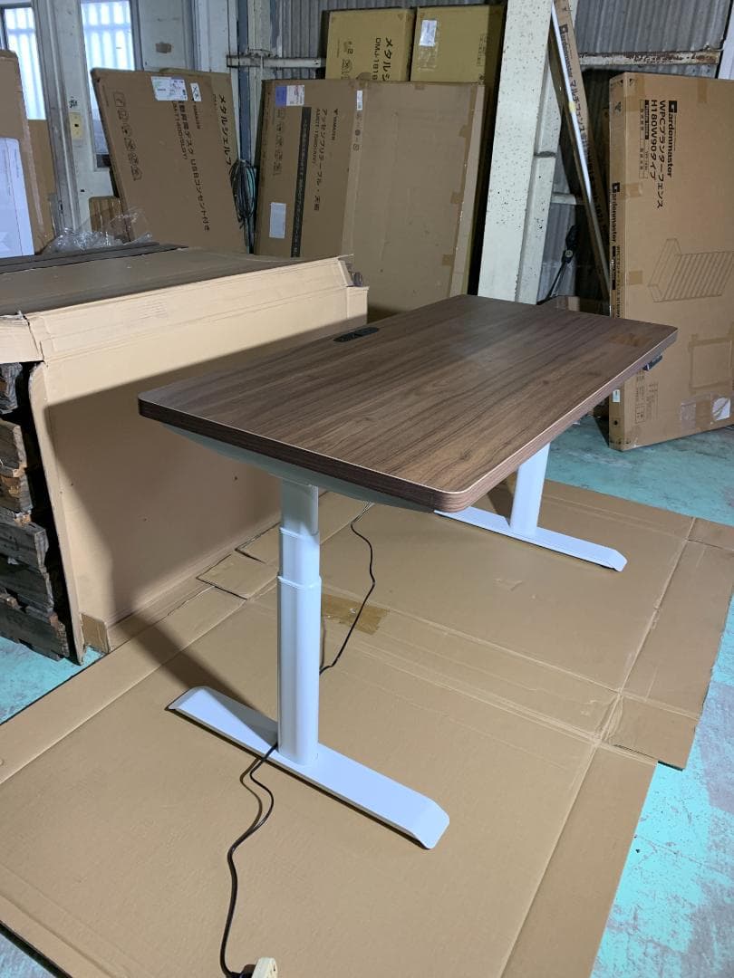 電動昇降デスクコンセント付き厚型天板幅140cmEHD-U1470MWH/DBR