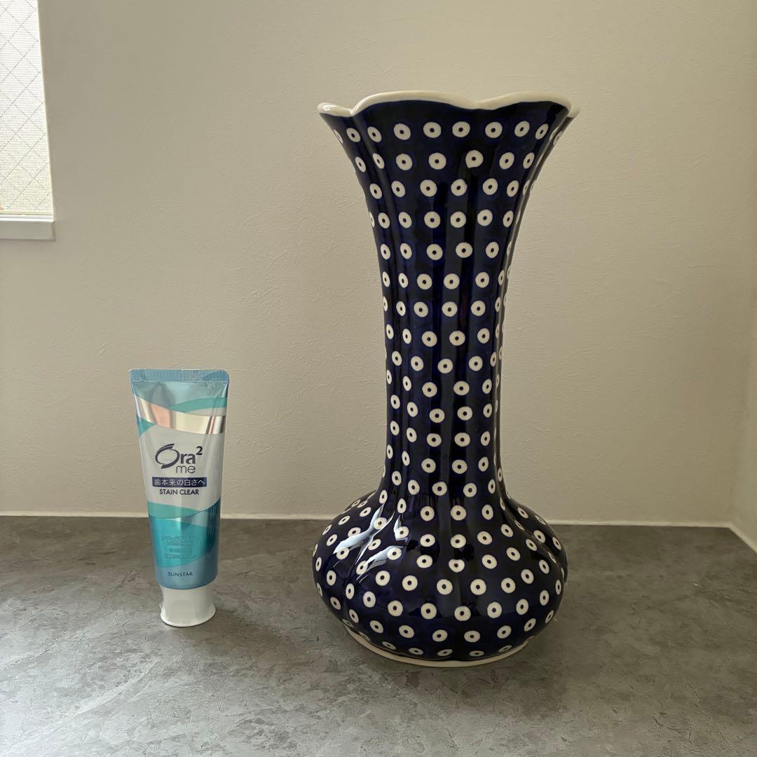 【新品•希少】ポーランド陶器 MANUFAKTURA 花瓶 高さ30cm ドット