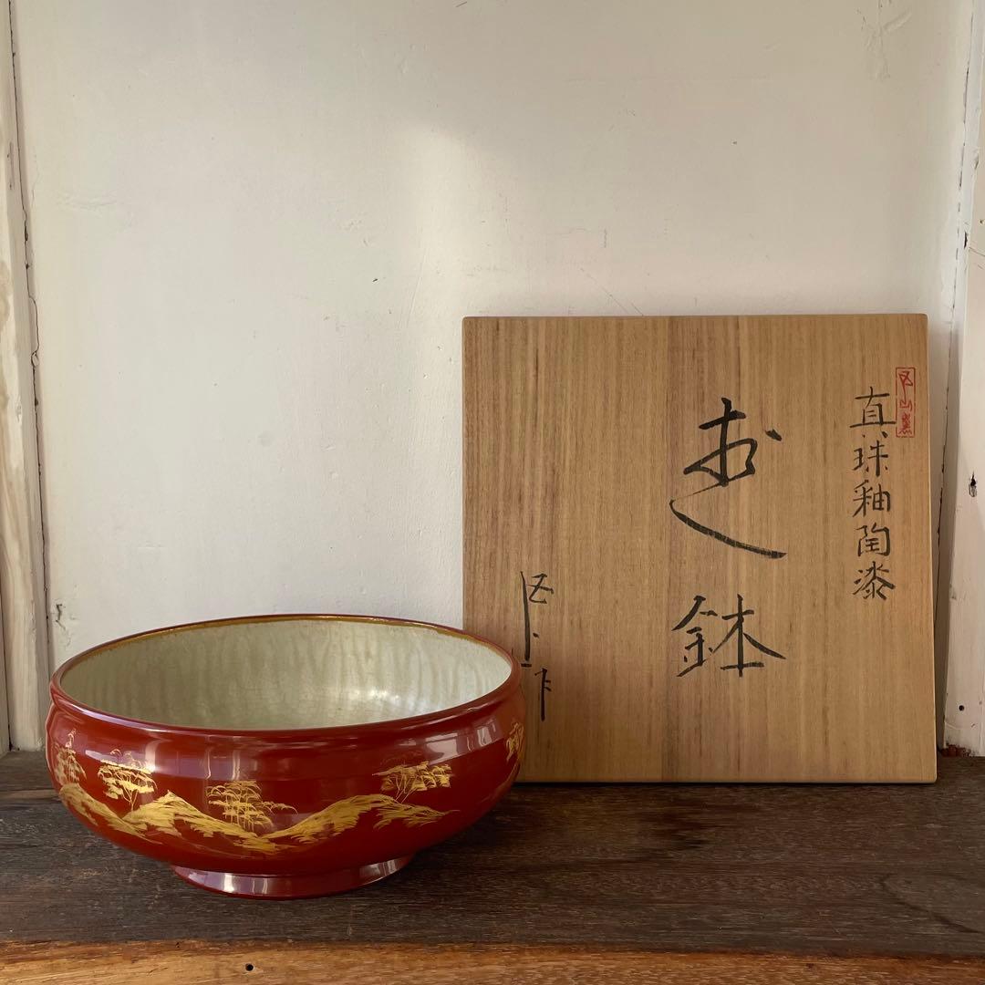 加藤五山　五山造　鉢　真珠釉陶漆　五山窯　瀬戸　共箱付き　26.1.16−2