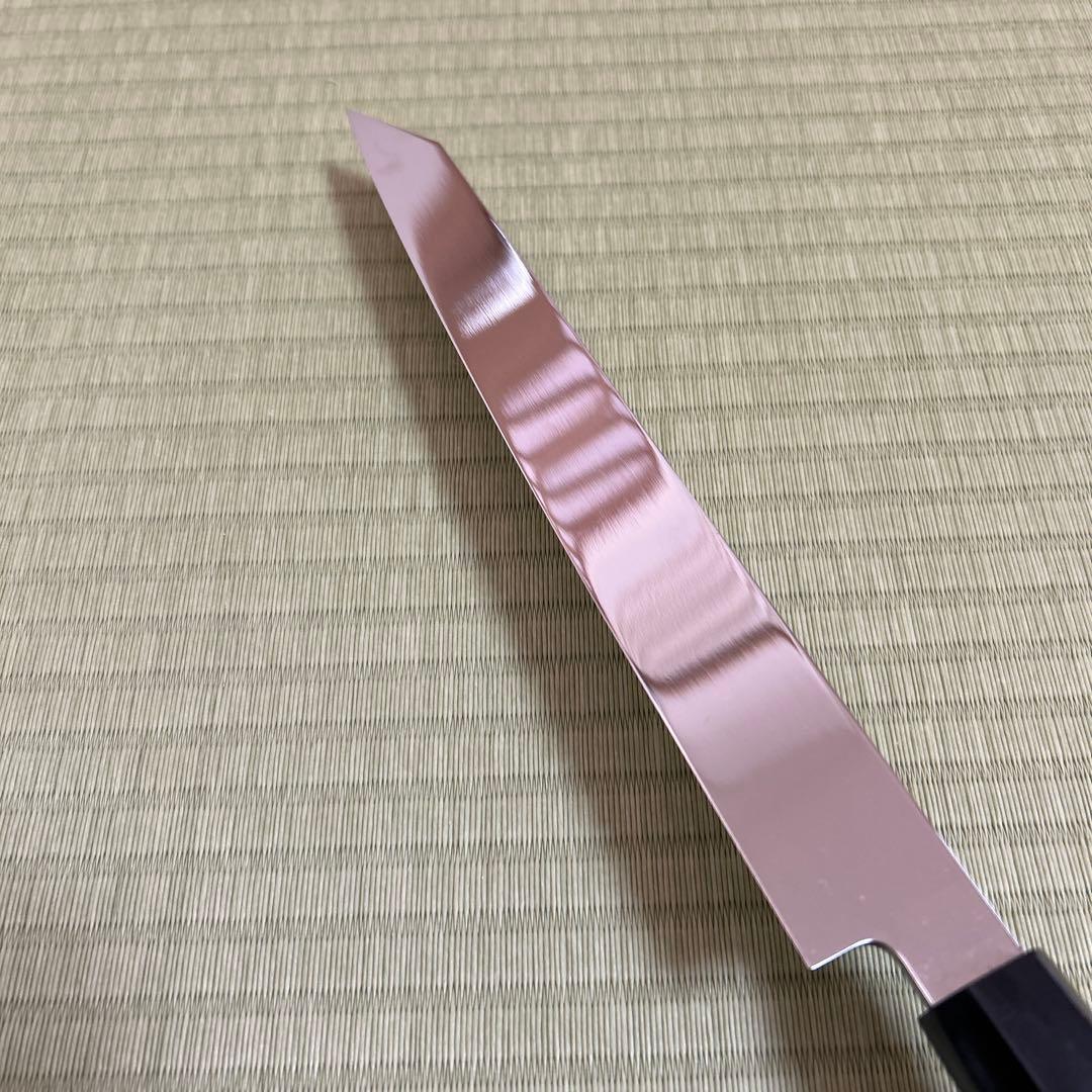 九寸　切り付け　V金10号 柳刃　包丁　和包丁　朴木　八角柄　本焼　鏡面仕上げ