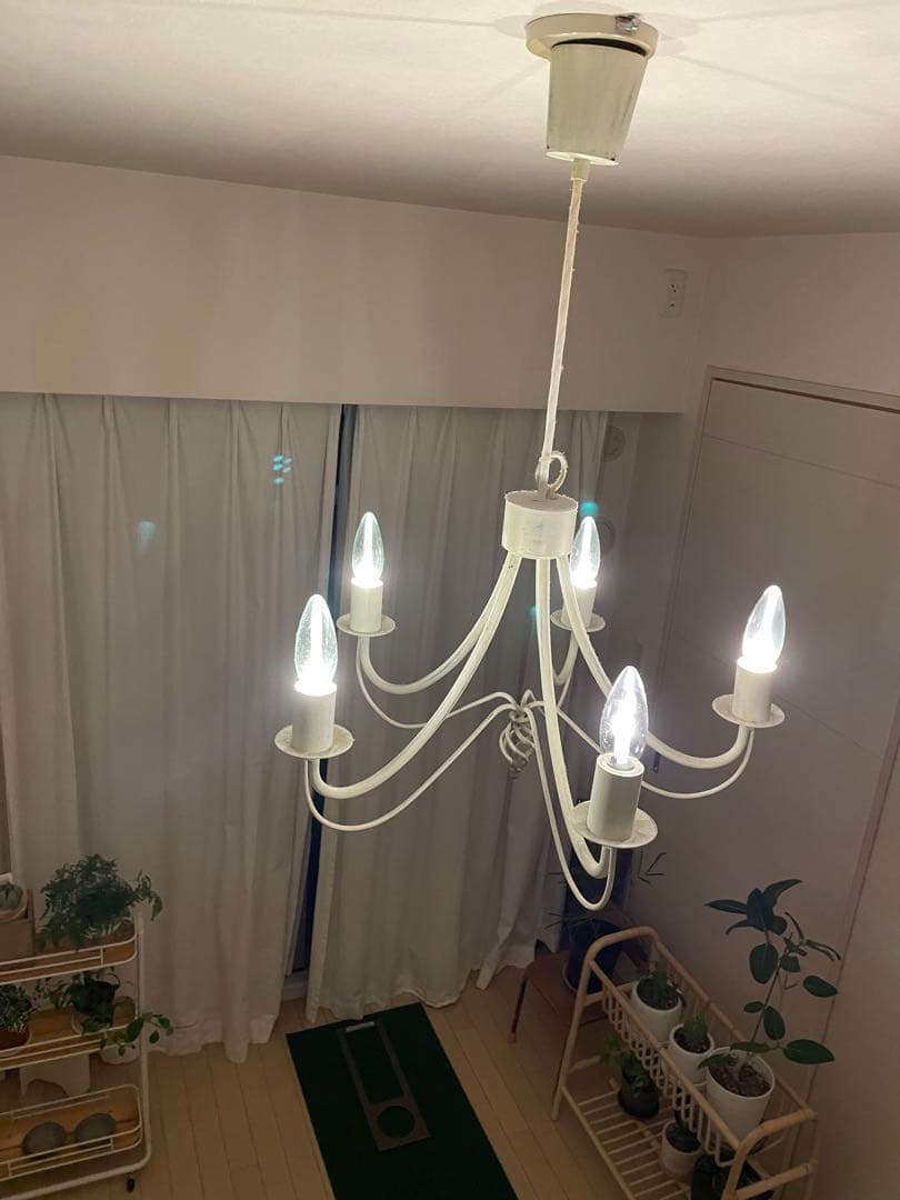 ホワイトシャンデリア 5灯 LED対応