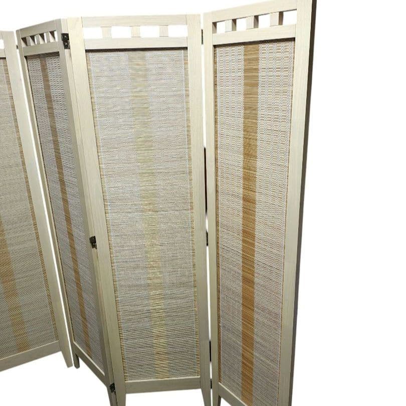 直接引き取り限定　4連パーテーション 木製 竹編衝立 ナチュラル 高さ160cm