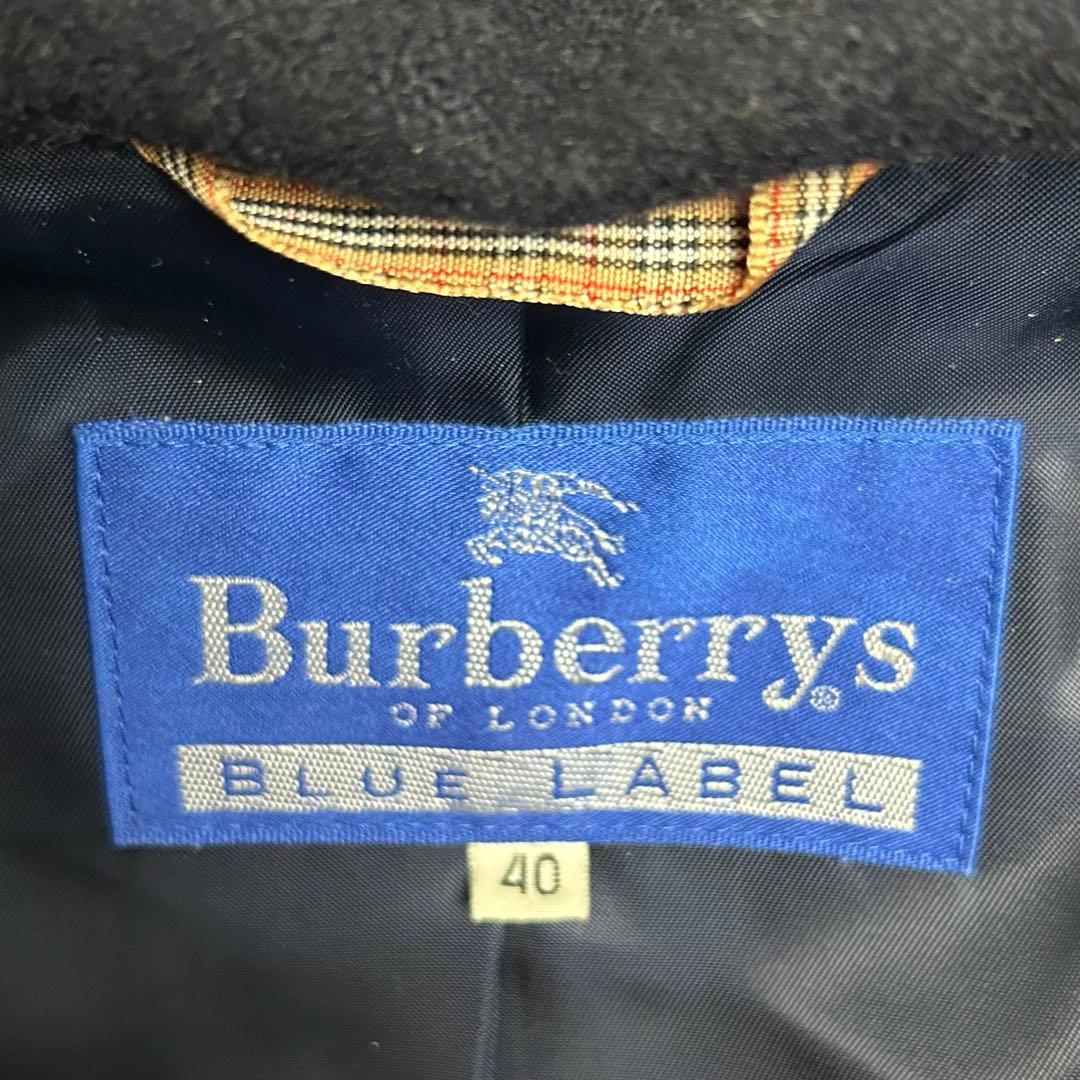 90s【美品】バーバリーズ/ダブルボタンフーデッドロングコート/ネイビー/40号