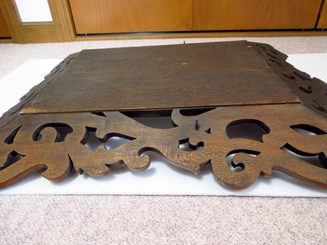 【アンティーク 資生堂】希少 SHISEIDO 昭和レトロ 木彫り 壁掛けミラー