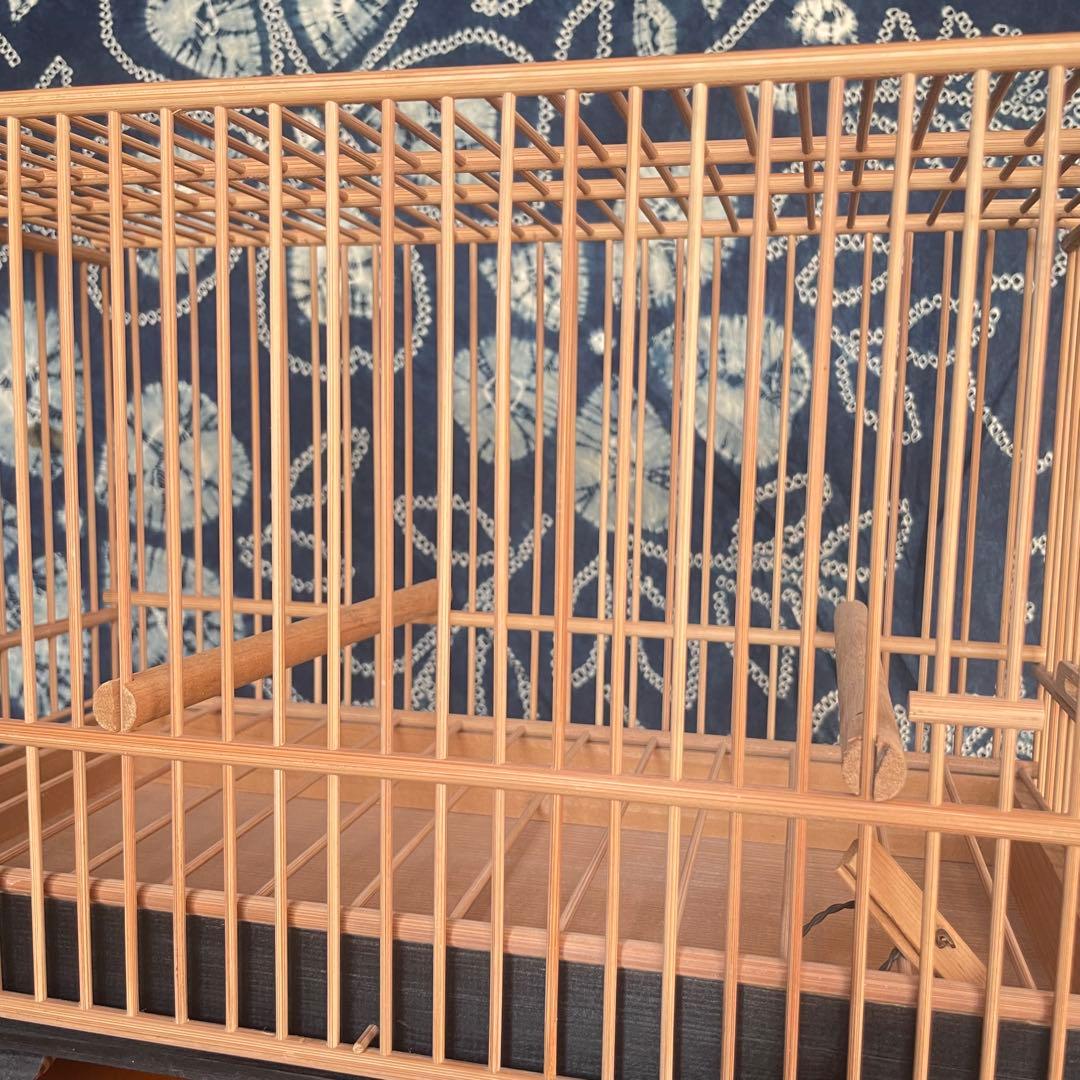 【新品未使用】レトロ　竹製 鳥籠　とりかご　竹細工　伝統品 メジロ籠　猫足