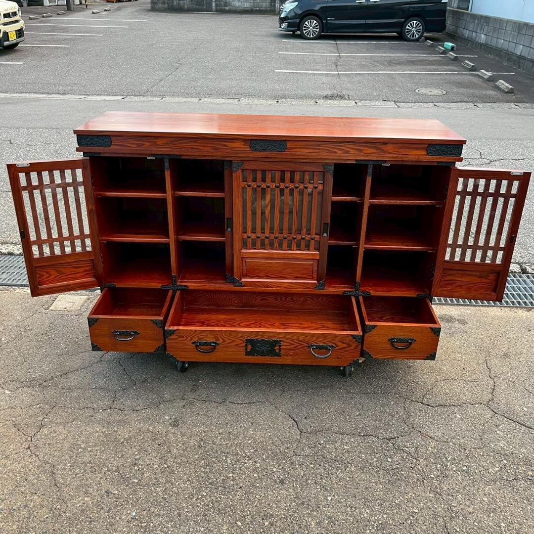 古民家 家具 水屋箪笥 民芸箪笥 木製 収納棚 時代家具 A0850