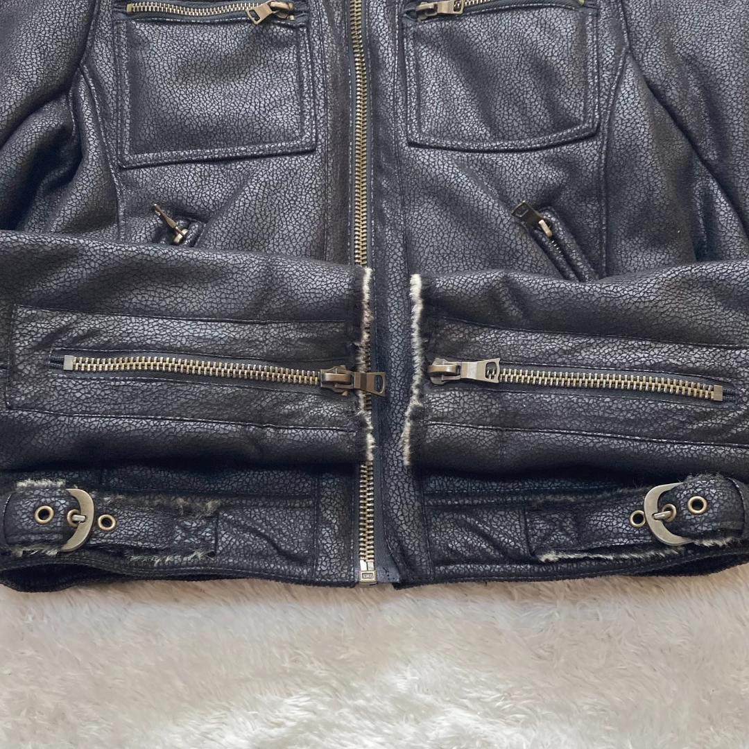 y2k エゴイスト EGOIST ファー ライダースジャケット ムートン調 M