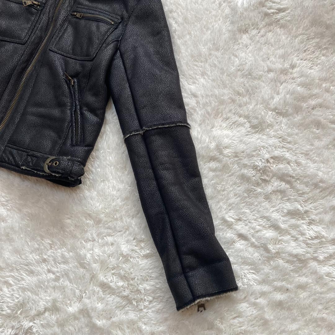 y2k エゴイスト EGOIST ファー ライダースジャケット ムートン調 M