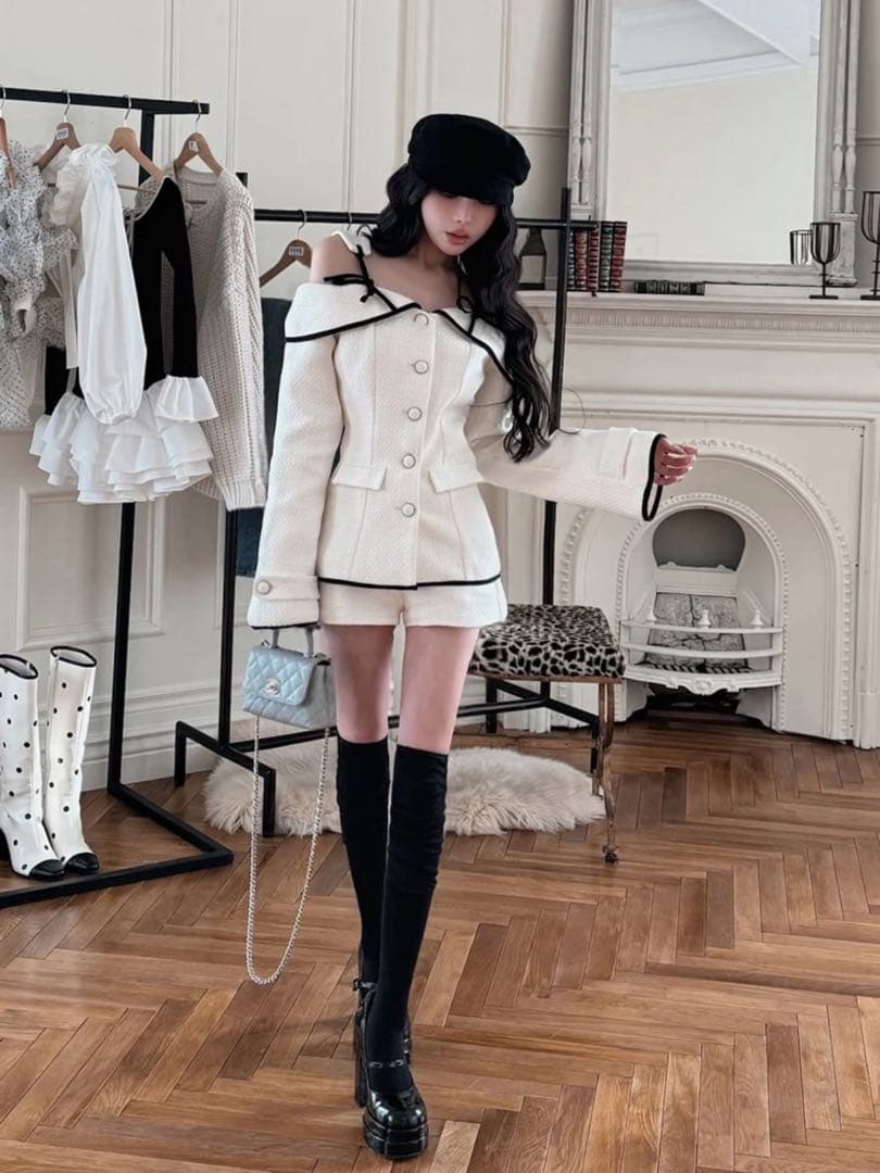 ボンディングツイードオフショルチュニック　完売品　Darich