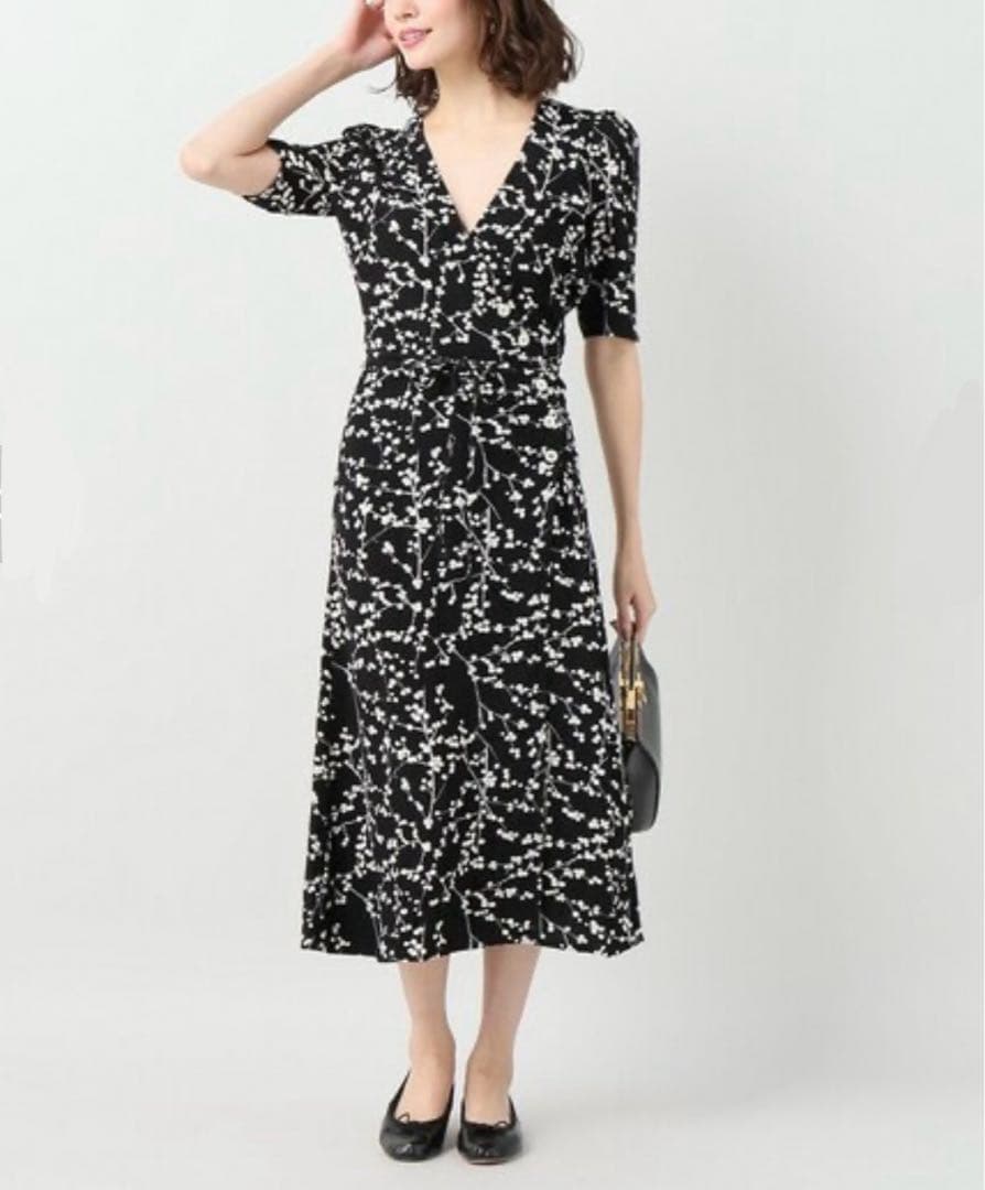 ROUJE Cherry fleurs Gabin 黒 ラップワンピース 36