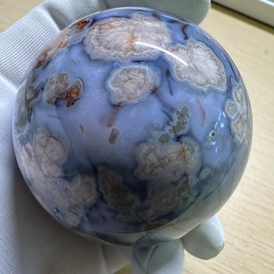 ★パープル桜瑪瑙 スフィア 丸玉 天然石 パワーストーン 癒し チェリーアゲート